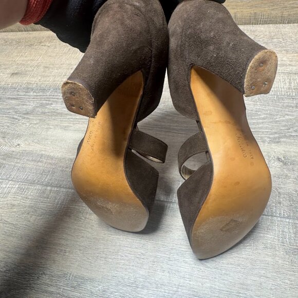 Rosina Ferragamo Schiavone Brown Suede Mary Jane Heels Women's Size 8 - Picture 4 of 6